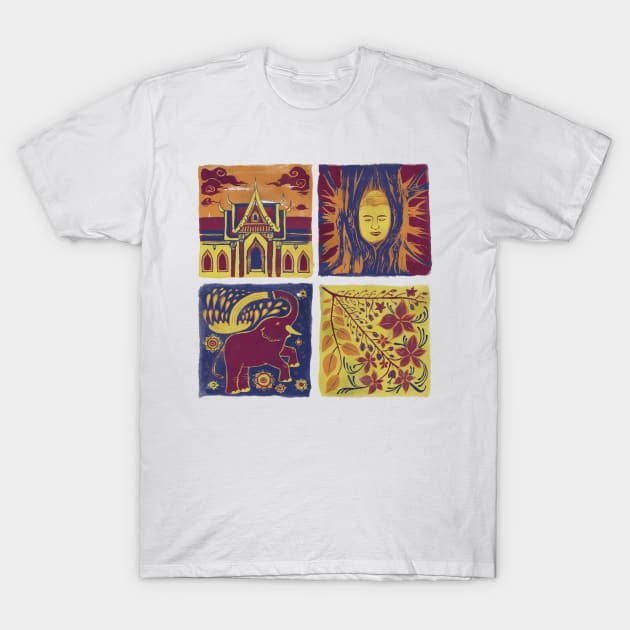 Thailand Tile Arts T-Shirt by akaneyabushita